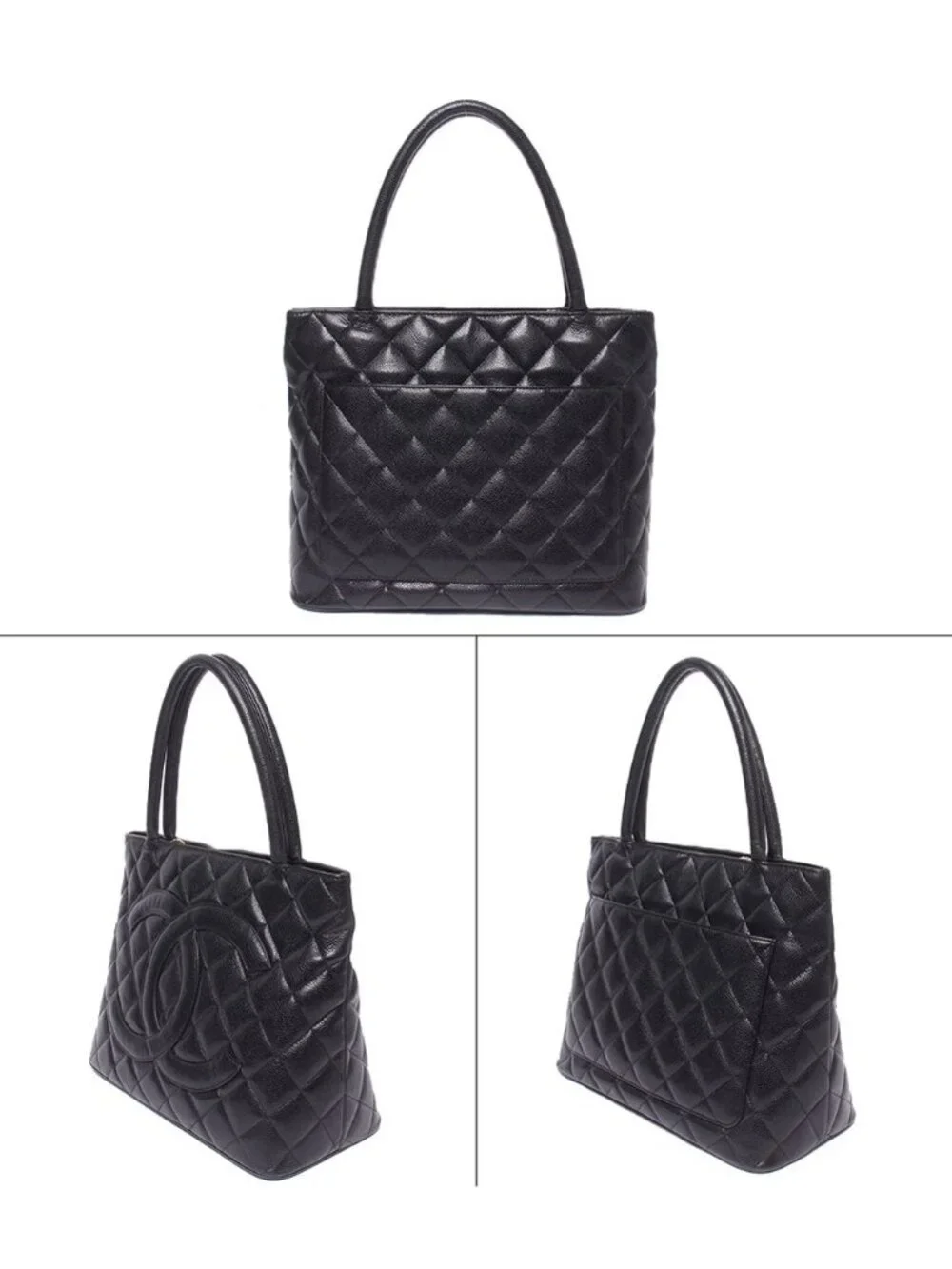 Chanel Tote Shoulder Bag Gold Reissue Caviar Leather